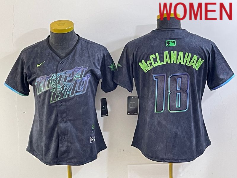 Women Tampa Bay Rays 18 Mcclanahan Nike MLB Limited City Connect Black 2024 Jersey style 1